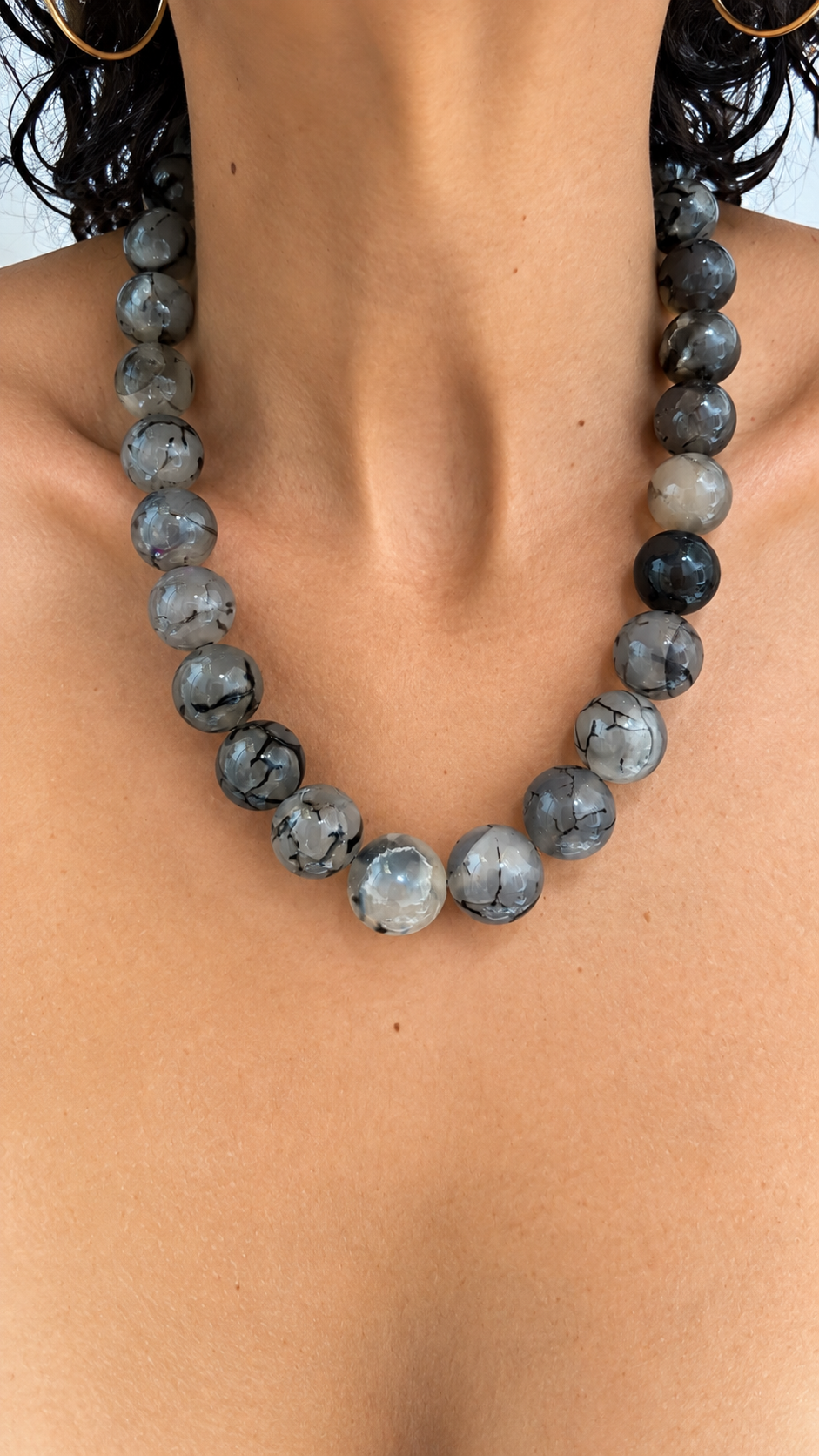 The Essentials - Black Stripe Agate Necklace