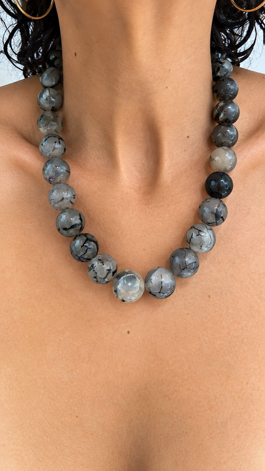 The Essentials - Black Stripe Agate Necklace