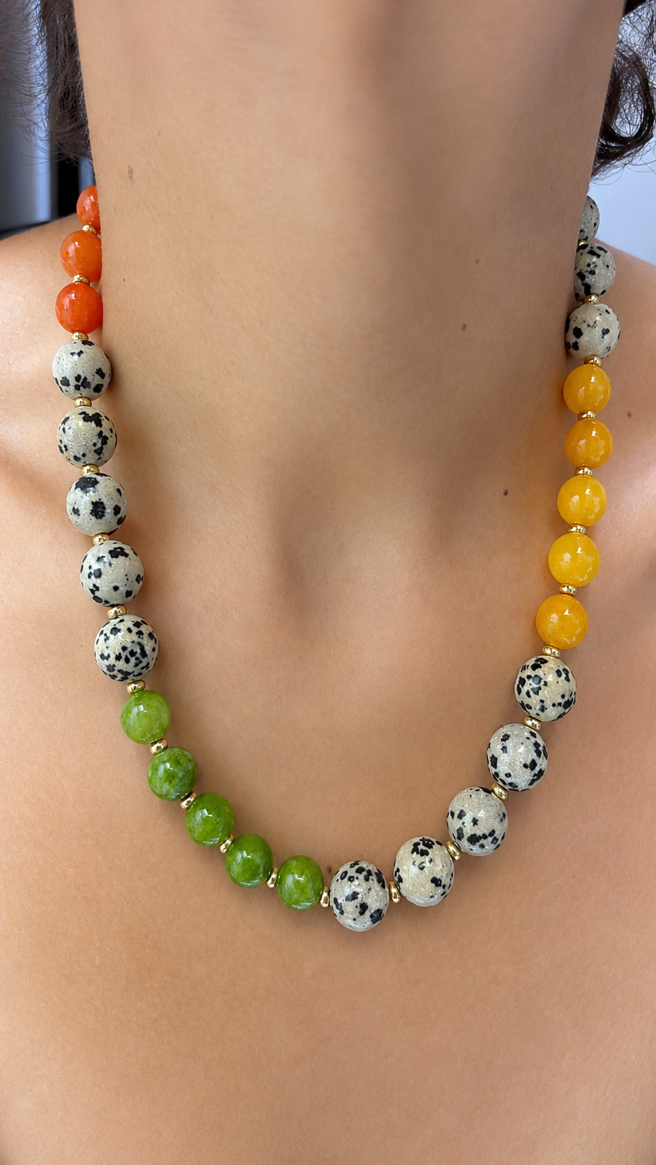 Candy Jade & Dalmatian Jasper Necklace