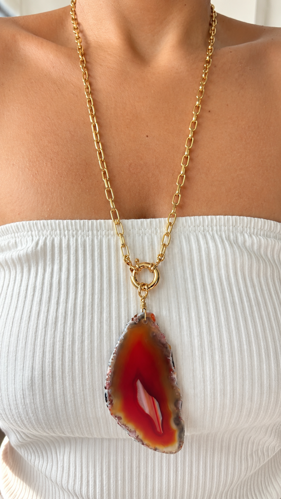 Agate Slab Pendant Chain