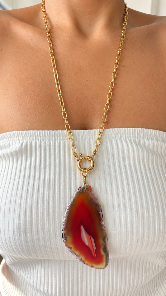 Agate Slab Pendant Chain