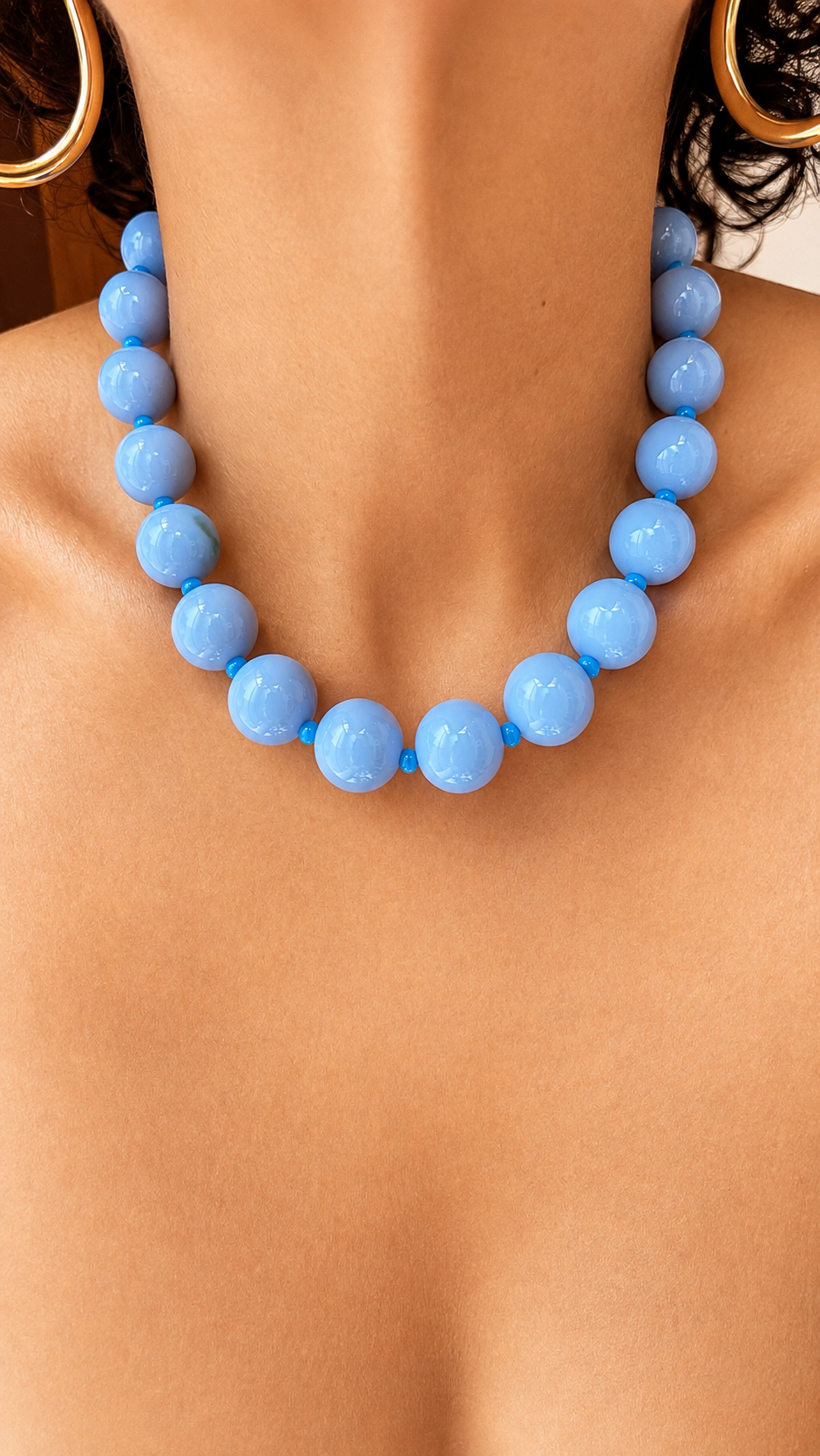 Gum Ball Necklace - Sky Blue with Blue