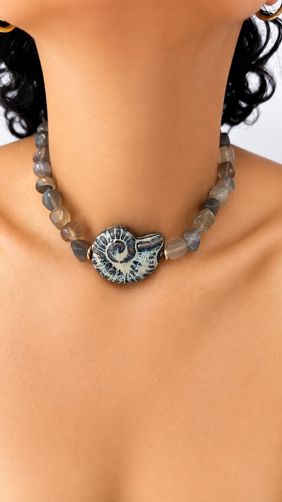 Agate Shell Choker Necklace - 3 to Choose From