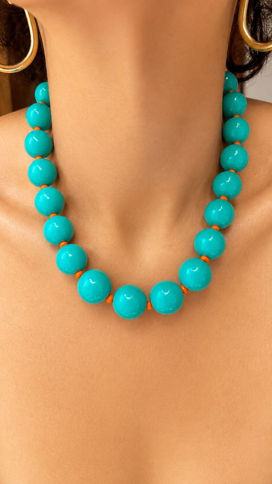 Gum Ball Necklace - 16mm - Teal