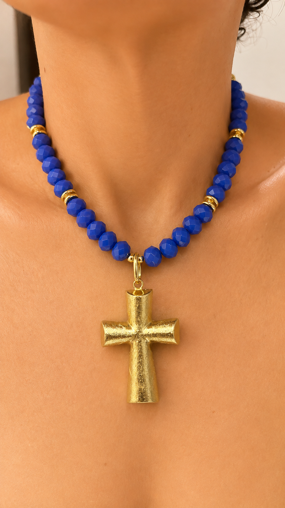 Faceted Crystal Cross Pendant - 7 Colors Available
