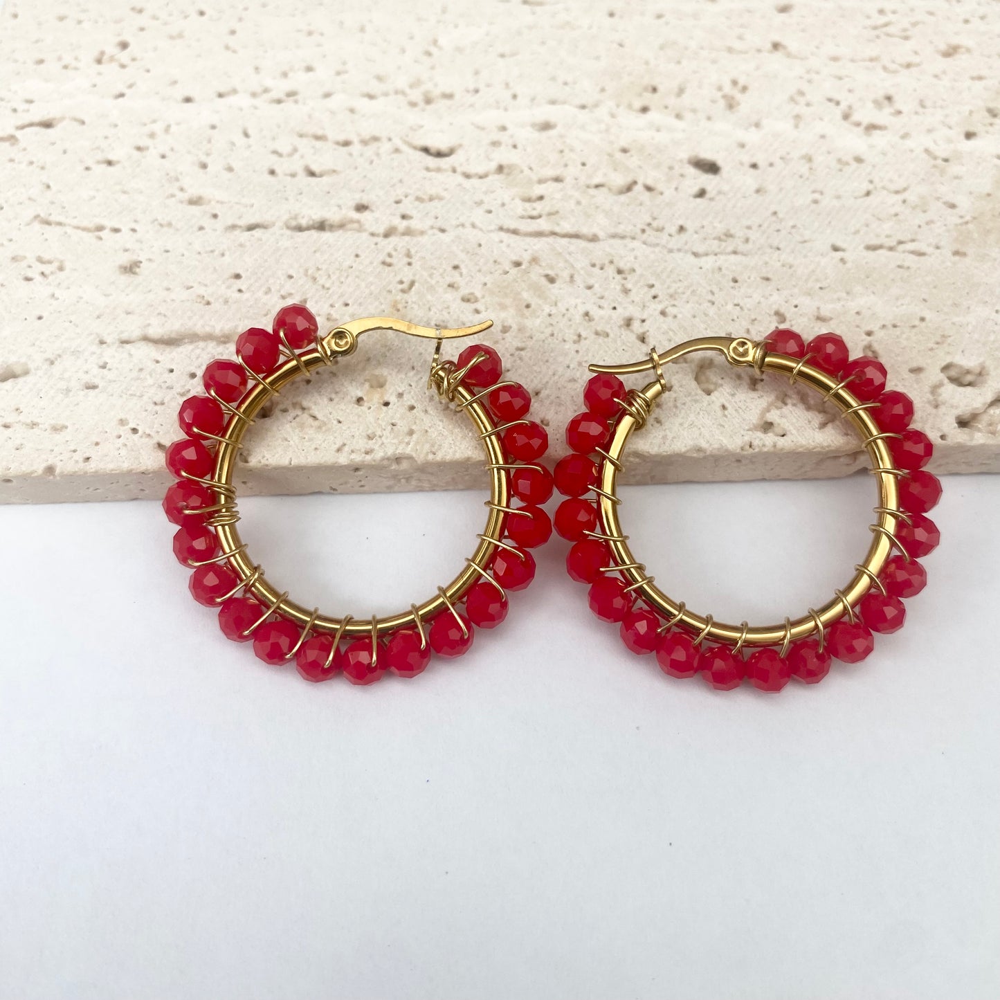 Crystal Beaded Hoops