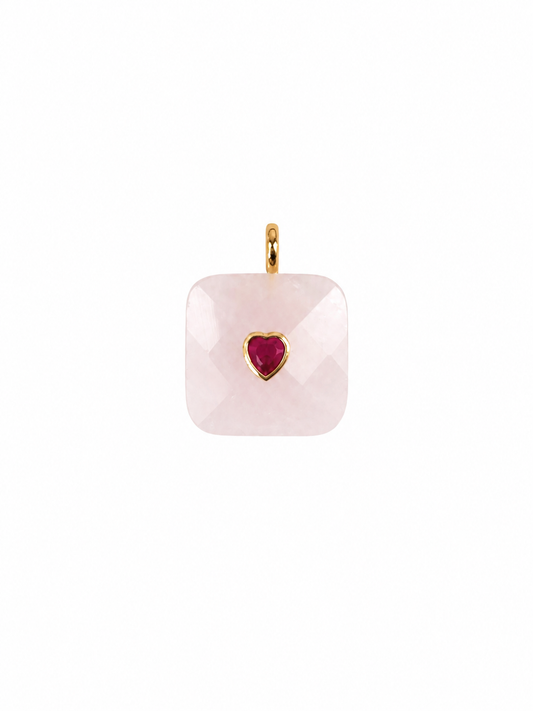 Rose Quartz Square Heart Pendant