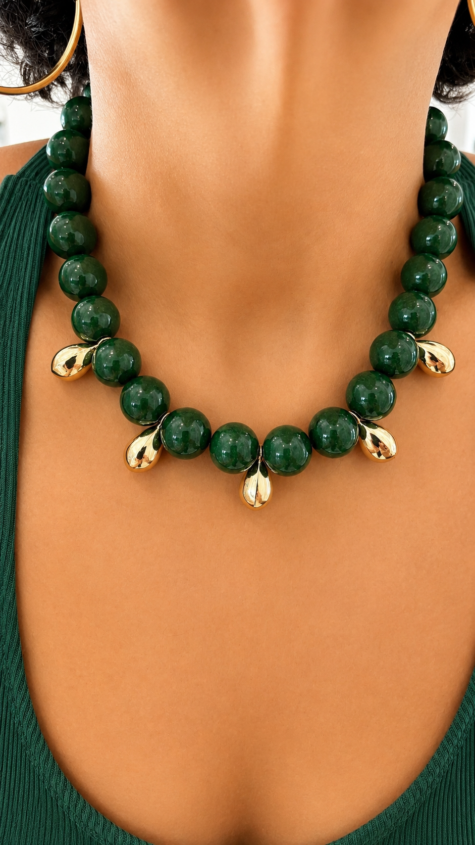 Golden Fall Necklace - Green