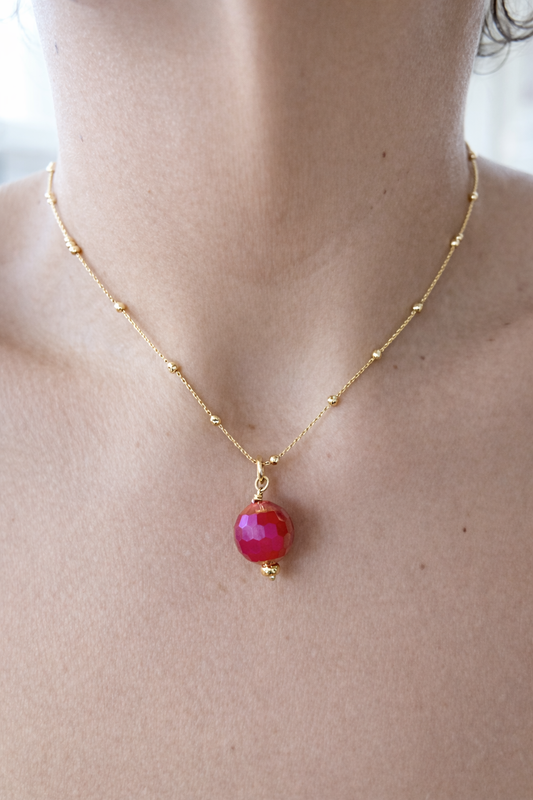 Crystal Bead Chain Necklace - 4 Colors to Choose