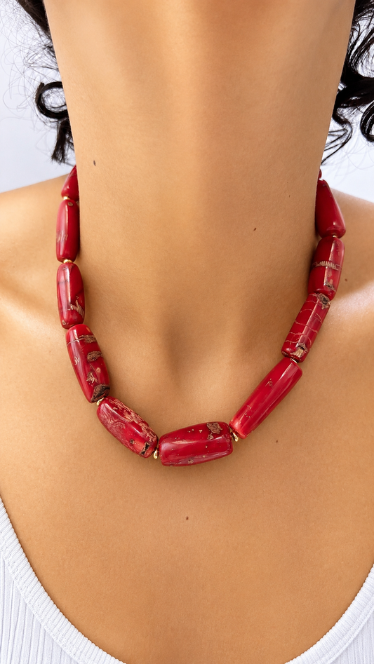 Long Coral Stick Necklace