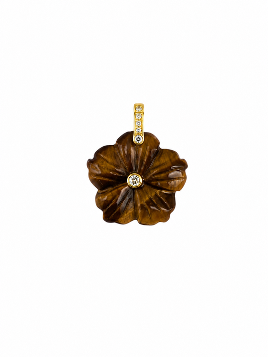 Tiger Eye Flower Pendant