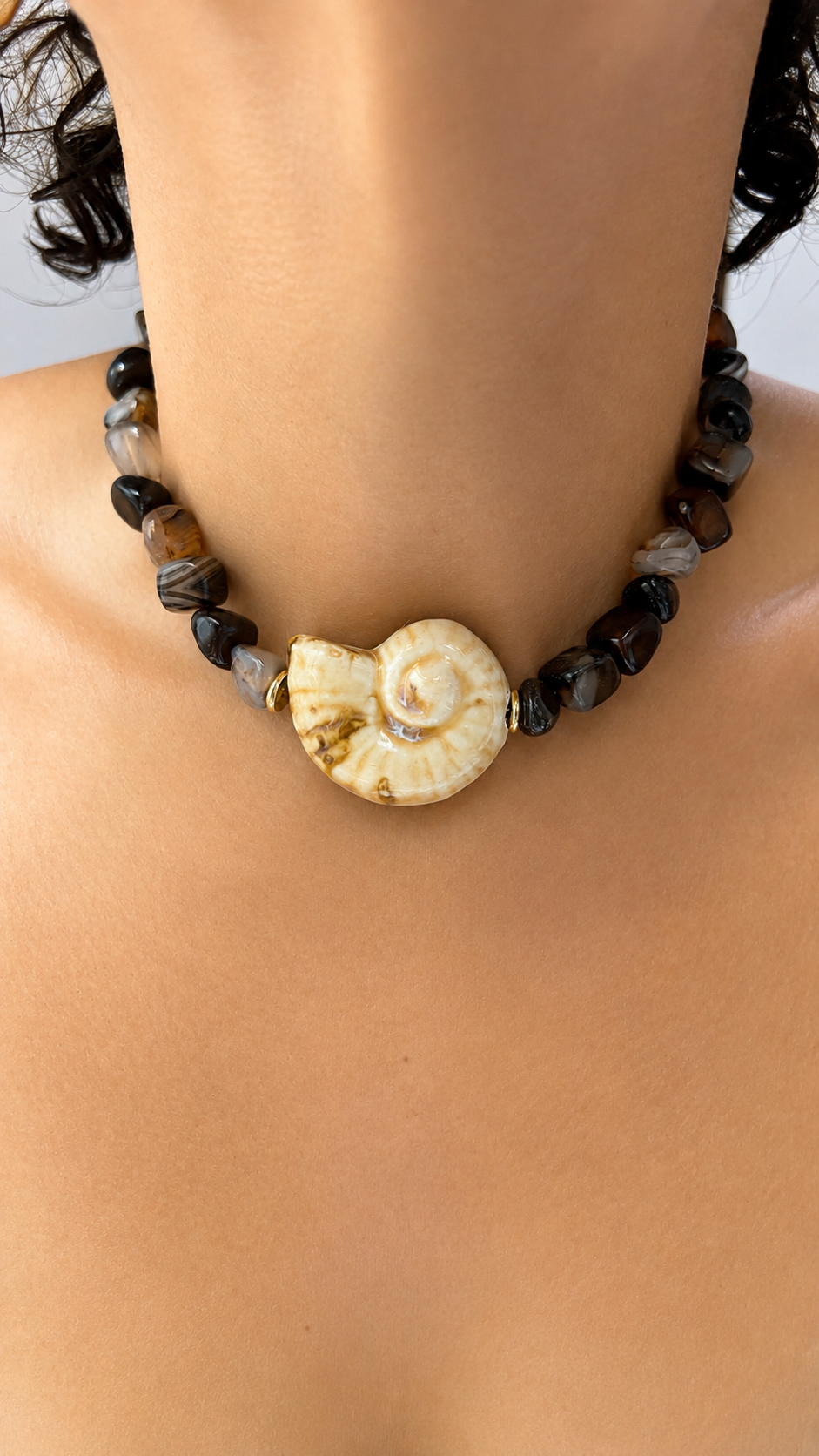 Agate Shell Choker Necklace - 3 to Choose From
