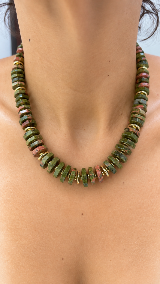 Unakite Rondelle Necklace