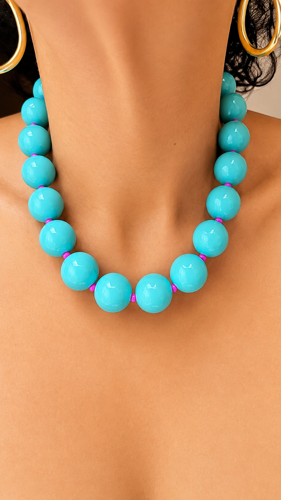 Gum Ball Necklace -20mm- Turquoise