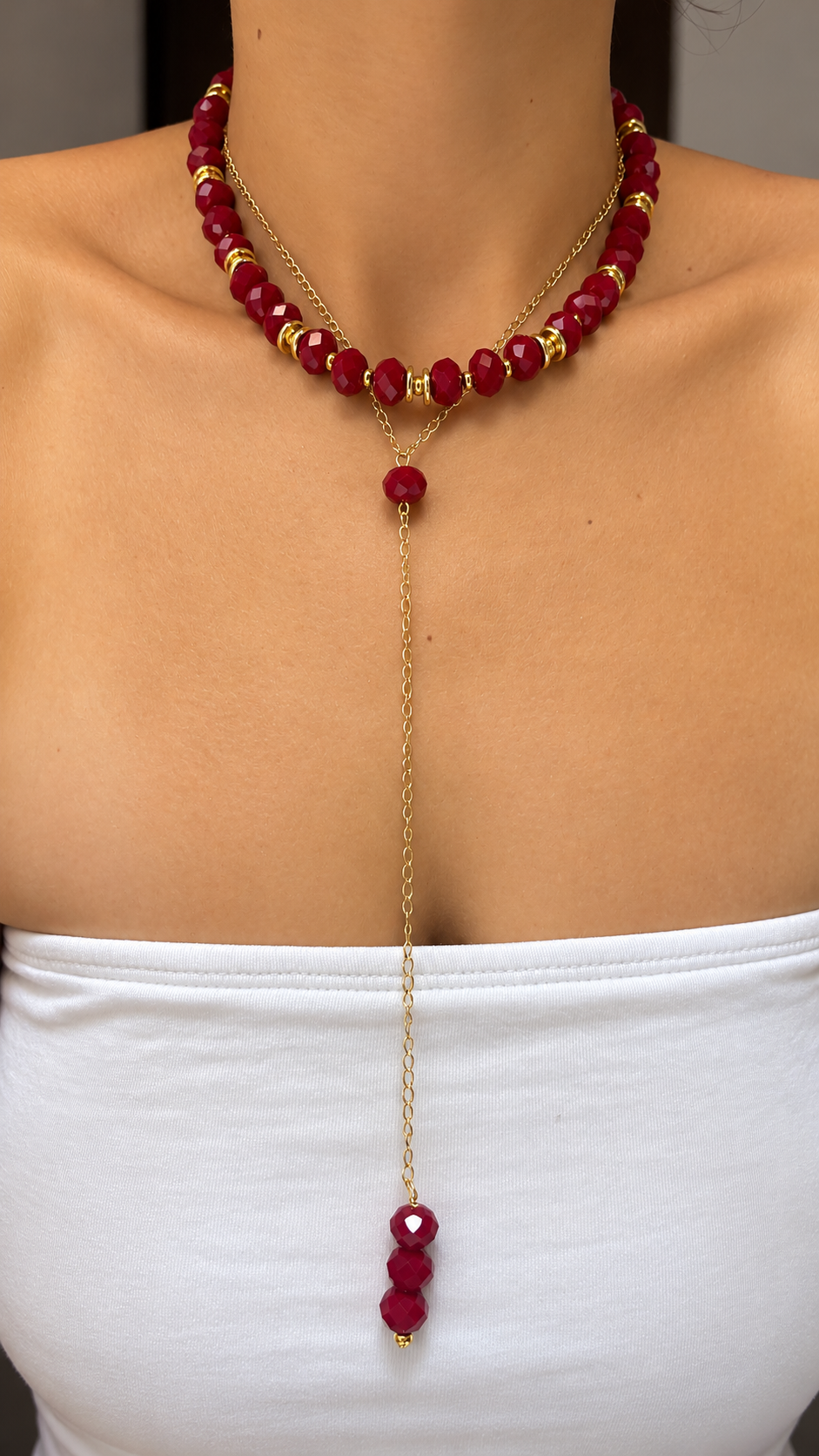 Andrea Necklace - Dark Red