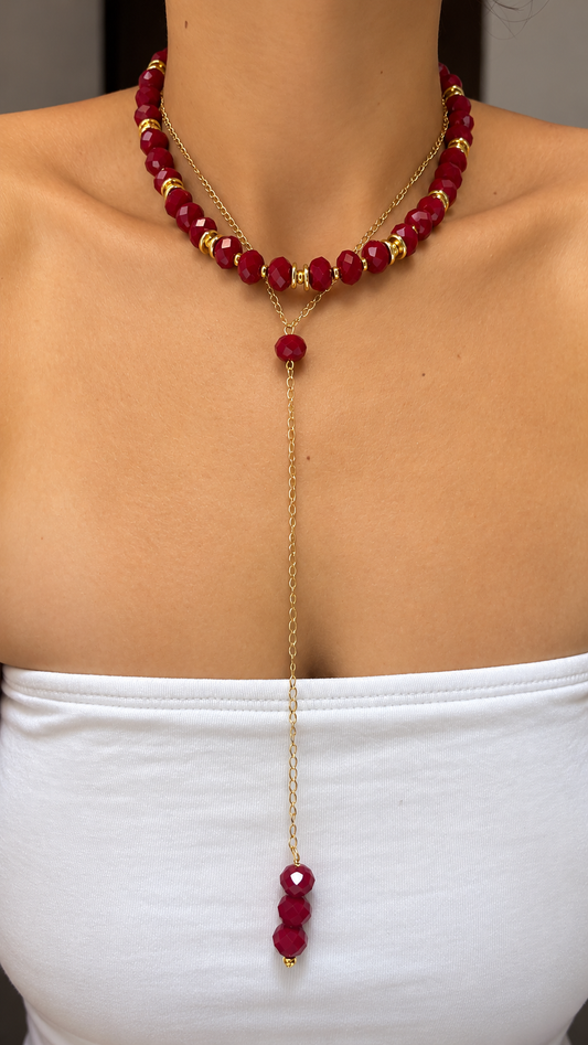 Andrea Necklace - Dark Red