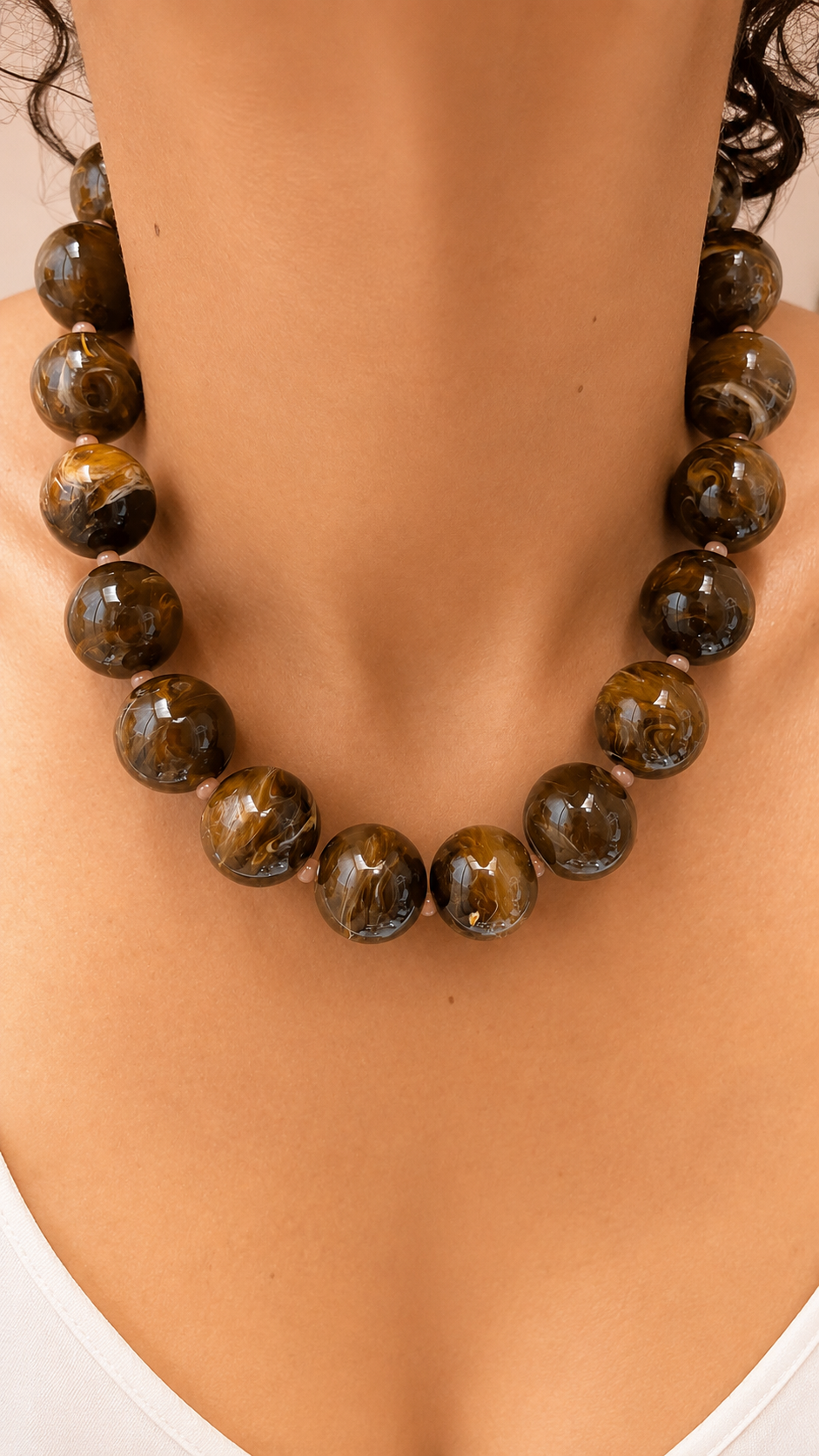 Gum Ball Necklace -20mm- Marbled Brown