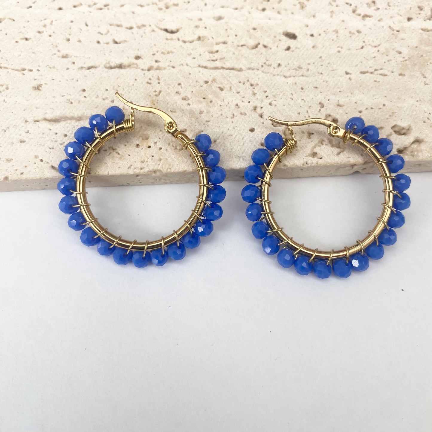 Crystal Beaded Hoops