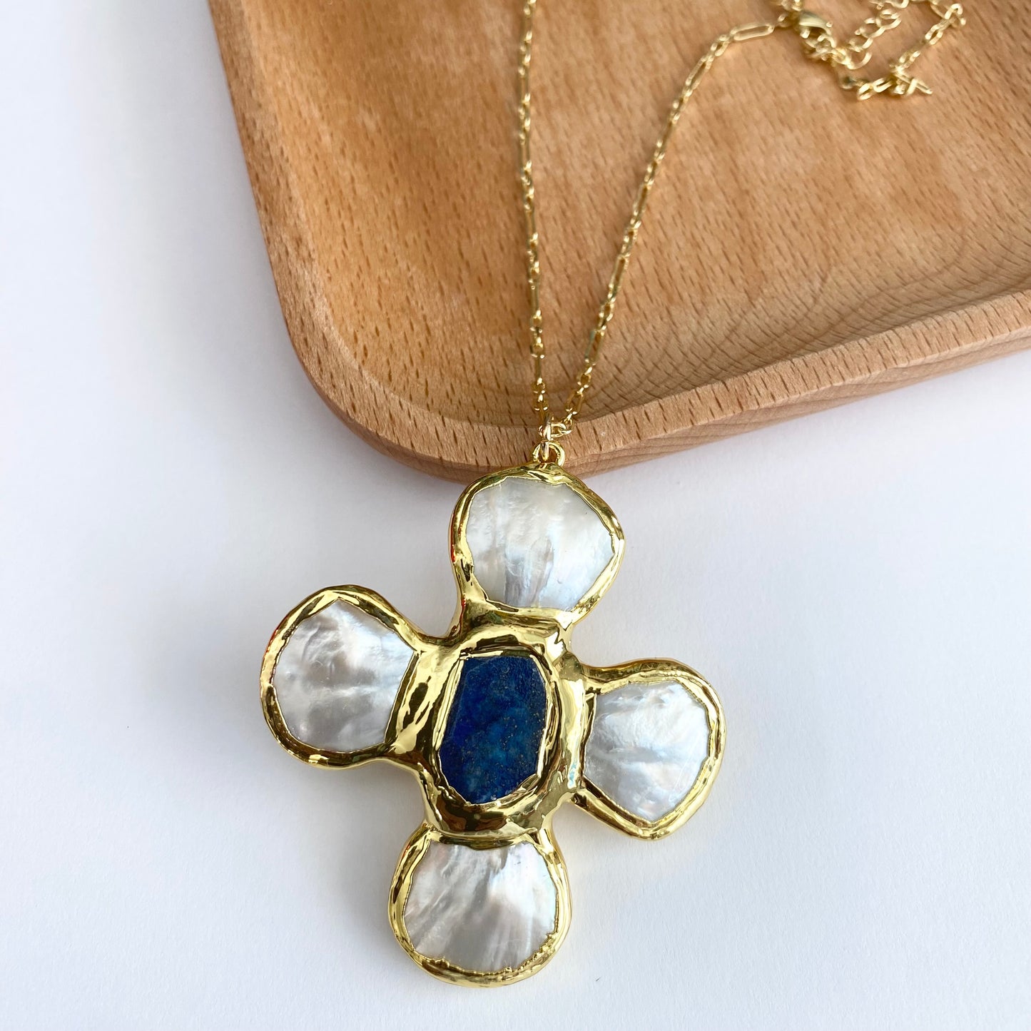 Large Pearl Cross Pendant