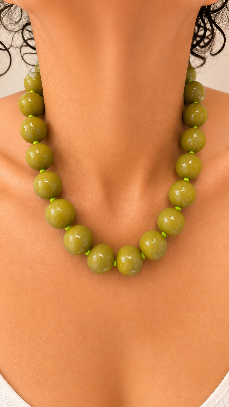 Gum Ball Necklace - Olivine