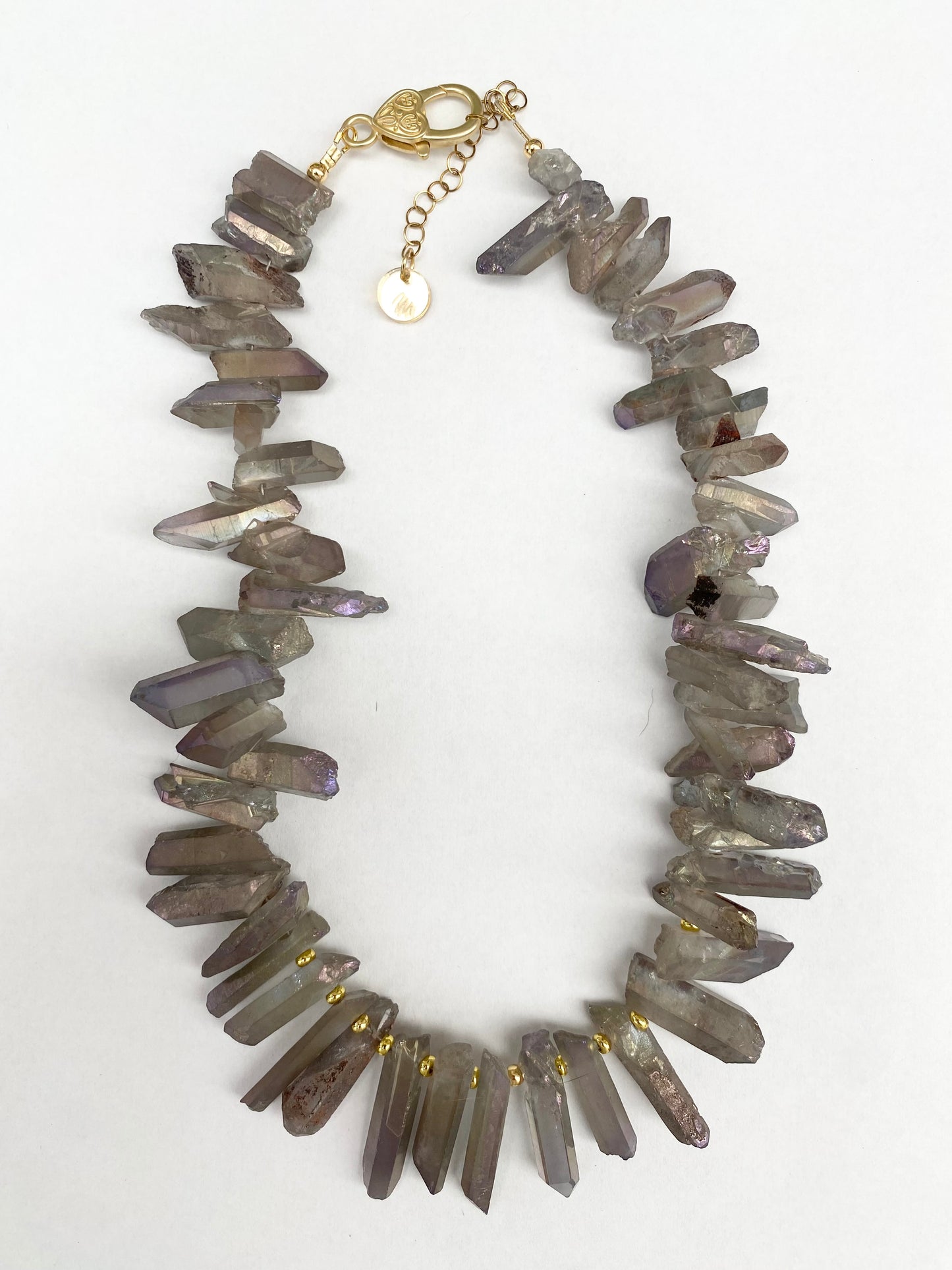 Crystal Quartz Necklace - Metallic Gray