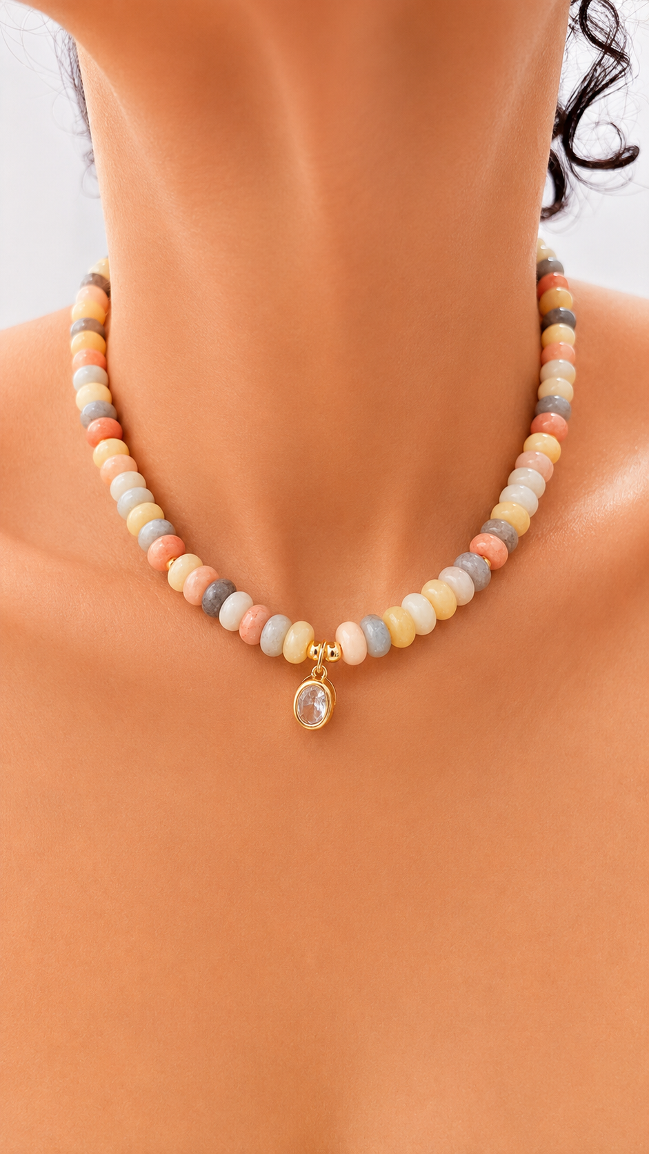 Angie Bezel Necklace - Fall Pastels