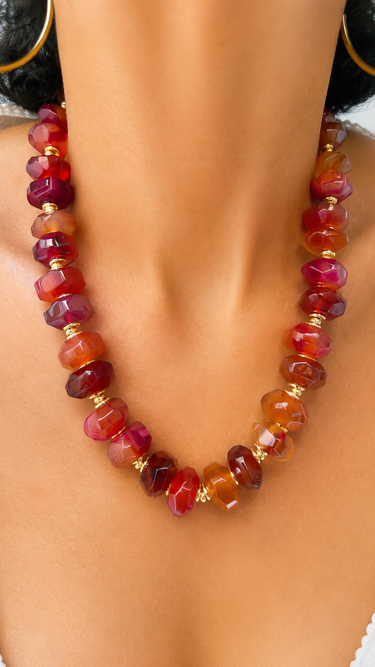 Carmencita Agate Necklace - Light Pink