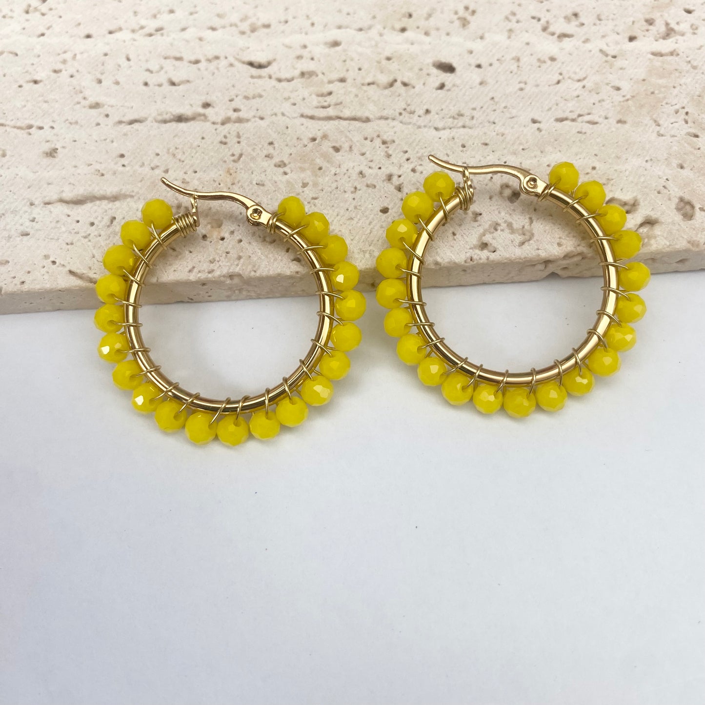 Crystal Beaded Hoops