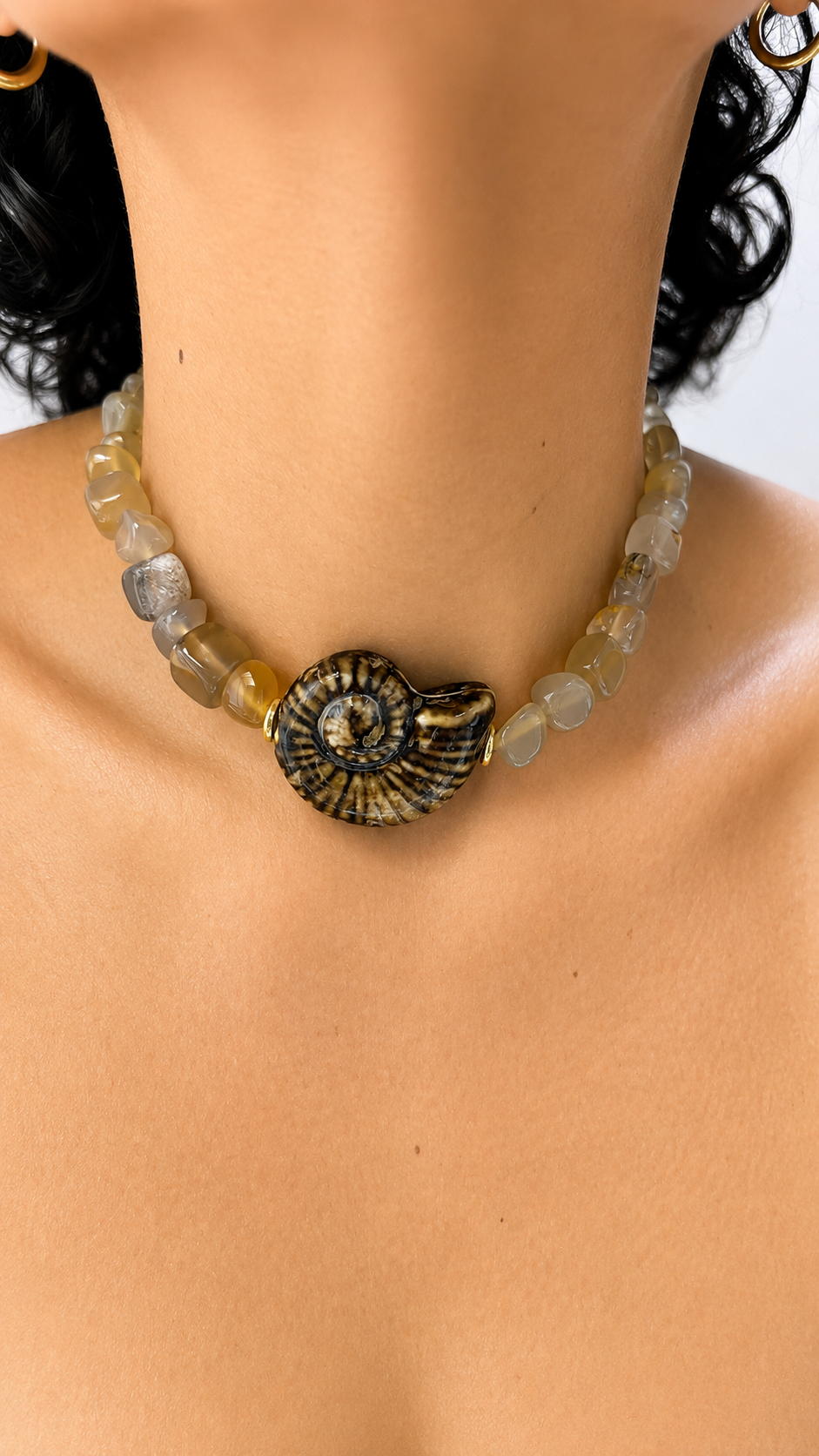 Agate Shell Choker Necklace - 3 to Choose From