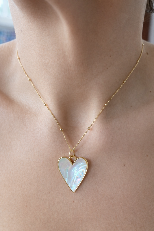 Mother of Pearl Heart Chain